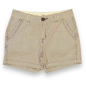 Bass Seersucker Shorts Size 2 Brown & White Preppy Summer Shorts 100% Cotton